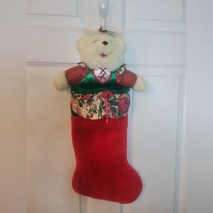 Vintage 1993 Kmart The Merry Gifts of Christmas Stocking White Teddy Bear